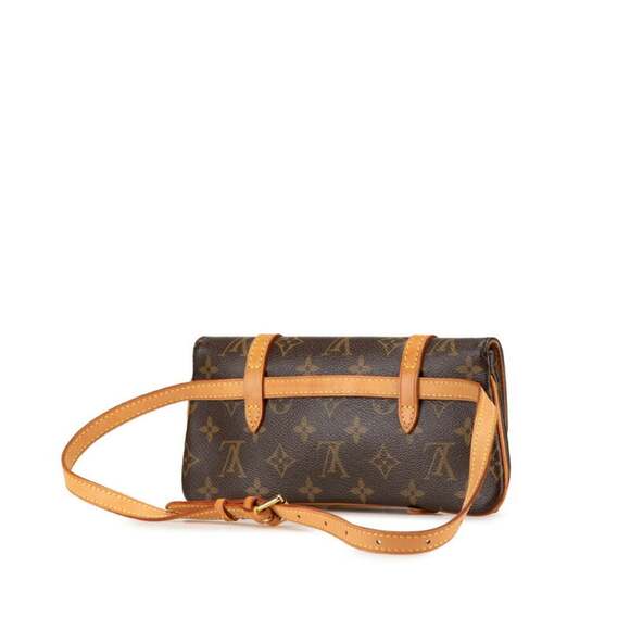 LOUIS VUITTON Authentic Brown Monogram Leather Pochette Hobo Bag